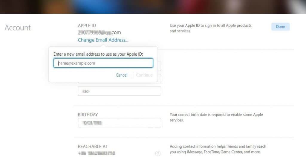 change apple id