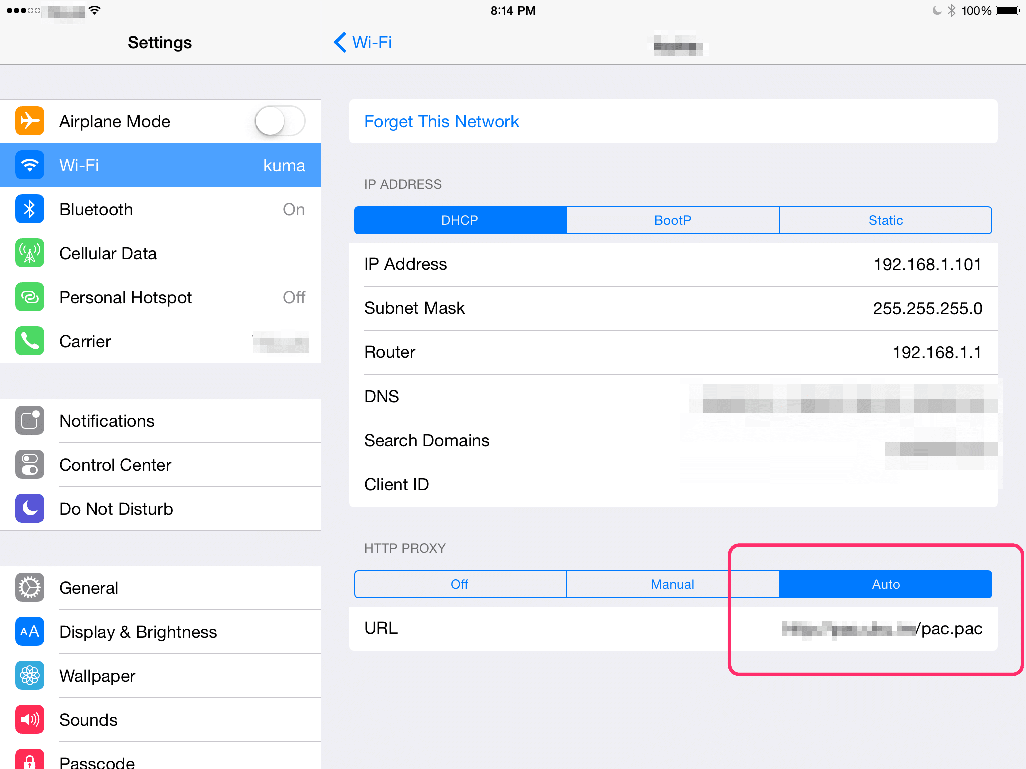 Pac url подключение wifi