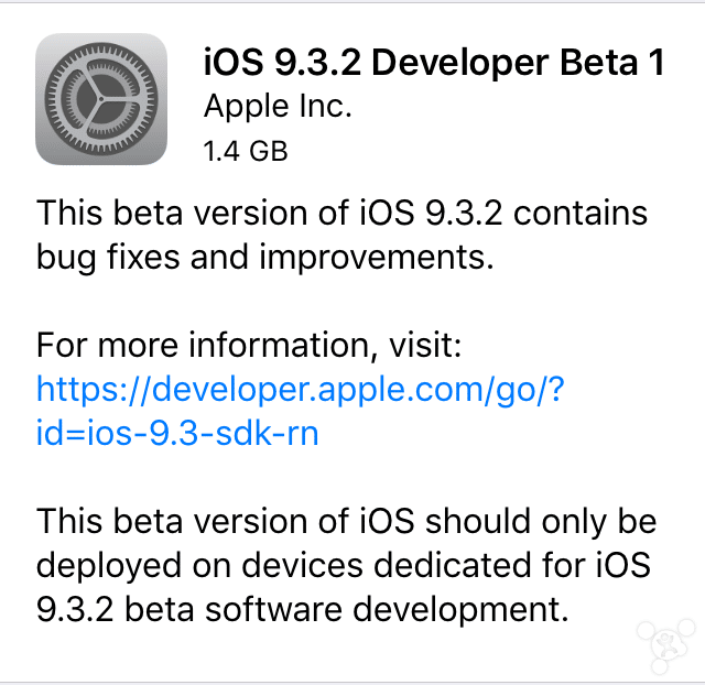 iOS 9.3.2 BETA1