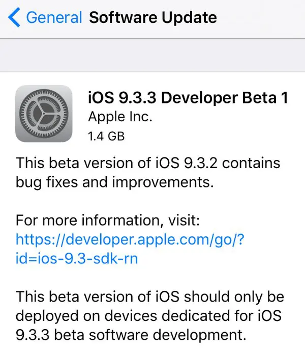 iOS 9.3.3 beta 1